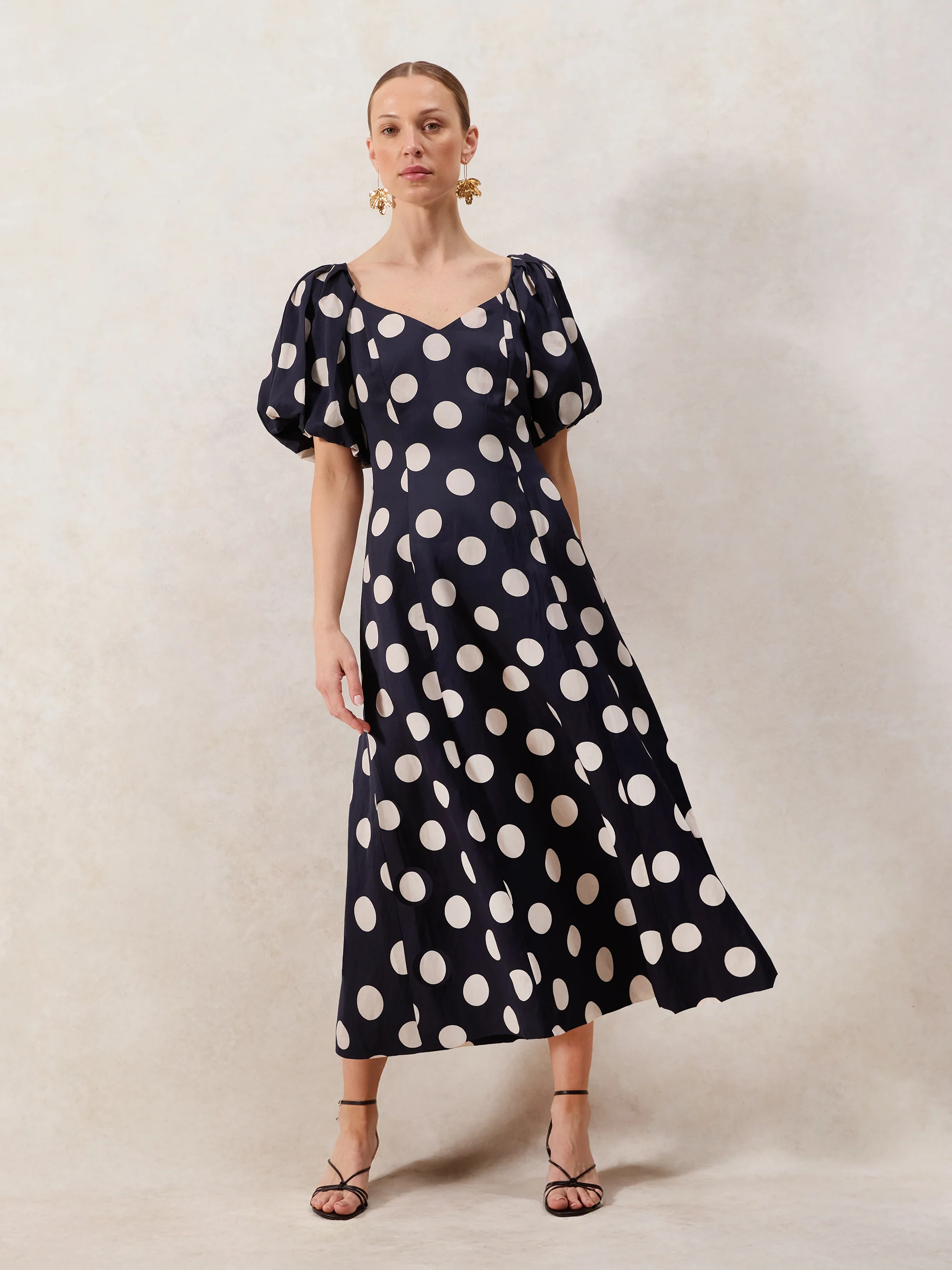 Yasmin Ink Spot Puff Sleeve Dress
